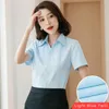 Women V-Neck Short Sleeve Dress Shirts Slim-fit Formal Blouses Tops Office Social Work Shirt Fashion Blusa Feminina Women's &
