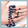 Pendant Necklaces & Pendants Jewelry Mens Catholic Rosary Necklace For Women Christian Jesus Virgin Mary Cross Crucifix Galss Beaded Chains