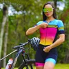 Conjuntos de corridas Verão Shortsleeved Macacão Bicicleta Road Bike Mountain Iron Três Feminino Respirável Womans Clothing8104211