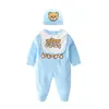 Spädbarns tecknad björn baby kläder flicka pojkar lång ärm pappa pappa mamma baby rompers babygrow soffsuits baby romper 0-18 månader