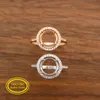 Halo Round Pers Ring Inställningar Solid 14K / 18K Rose Vit Guld med Moissanit Accents DIY Classic Bezel Fack FR Gemstones 1210077