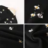 Autumn Winter Black Sweaters Pullovers Knitted Women Christmas Runway Bee Diamond Jumper Ladies Clothes Women's