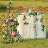 PARTY JOY 2 Pcs 2 M Faux Soie Rose Vigne Fleurs Artificielles Suspendues Guirlande De Lierre pour Mariage Bureau À Domicile Fête Jardin Artisanat Décor Y0728