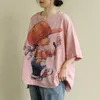 Été Corée Mode Femmes Manches courtes Lâche T-shirt Dessin animé Imprimer Casual O-Cou Tee-shirt Femme Tops Grande Taille M16 210512