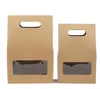 2021 Hediye Paketi 50 adet Kahverengi / Beyaz Kağıt El Yapımı Şeker Çanta Kahverengi Stand Up Düğün için Pencere Kutuları / Hediye / Takı / Gıda Ambalaj