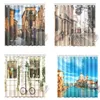 Shower Curtains Street View 3d Curtain 200x200 Print Waterproof Fabric Washable Anti-mold Bathroom