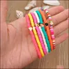 Other Bracelets Jewelry Go2Boho Heart Charm Polymer Clay Bracelet For Female Summer Heishi Disc 4Mm Beaded Braclets Women 2021 Fashion Drop