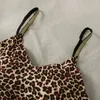 Ariosa stampa leopardata senza anello in acciaio Reggiseno raccolto con reggiseno arricciato con cinturino di bellezza Camicia a tracolla 210507