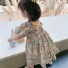 Детские девочки платье с печатью летнее с коротким рукавом Открыть заднюю юбку Хлопок P1108 210622
