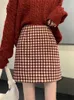 春の格子縞のミニスリムフィットスカート女性ハイウエストハラジュクスカートスタイルの韓国ヴィンテージパッケージヒップショートスカート210619