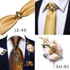 Papillon Hi-Tie Coral Gold Light Blue Solid Design Cravatta da sposa in seta per uomo Quality Hanky Gemello Fashion Business Drop Donn22