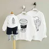 Familie passendes Sweatshirt Papa Mama Tochter Sohn Baby Kinder Mädchen Jungen Outfits Mama und ich Kleidung Bier Milch Kaffee T-Shirt Tops H1115