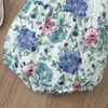 Summer Baby Floral Print Lace Short-sleeve Romper 210528