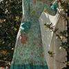 Grön casual maxi kvinnor våren höst spets upp midja blommig boho elegant damer långärmad klänning 210415