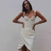 Solid White Sexy Party Club Dress Women Satin Long Dress Vintage Elegant Black Dress Vestido Midi Elegante Clothing 210415