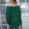 Knitwear Color Block Striped Sweater Women's Fashion Long Sleeve V-neck Pullovers Tops Oversized Fluffy Sweaters 210514