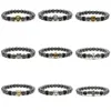 punk back hematite mens bracelet desinger lava rock stone alloy silver plated skull lion owl man gold bracelet charm bangles jewelry for friend gift mix design