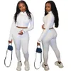 Designer Kvinnor Tracksuits 2 Piece Set High Collar Broderade Letter Zip Top Leggings Sports Outfits Dam Casual Jogging Suits