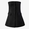 [DEAT] Spring Mode Vitskjorta Kvinnors Långärmad Skjorta Stäng Waist Single Breasted Zipper A-Line Dress Kvinna GX1209 210428