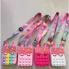 Fidget Sensory Bubble Bretelle Sac à bandoulière Sangles pour téléphone portable Doigt Push Phone Pouch Case Change Coin Purse Decompression Unicorn Popping Toys for Girls Kids