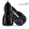 6A QC3.0 Dual USB Ports Car Chargers Fast Snellaad Auto -laderadapter voor iPhone 12 13 14 Samsung S8 S10 HTC Android -telefoon