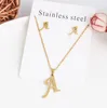 26 letter kettingen met oorbel set rvs gouden choker initiële hanger ketting vrouwen alfabet kettingen sieraden