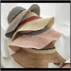 帽子帽子帽子、スカーフグローブファッションアザロジー手作りコニーセントビーチサンハットコントラストカラーストライプ調整可能な包装ワイドBr