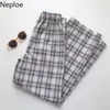 NEPLOE Plaid Casual Spodnie dresowe Kobiety Lato Elastyczna Wysoka Talia Luźna Szeroka Noga Spodnie Femme Koreański Harajuku Moda Spodnie 4i306 210422