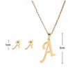 26 letter kettingen met oorbel set rvs gouden choker initiële hanger ketting vrouwen alfabet kettingen sieraden