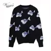 Otoño Invierno de dibujos animados de punto mujeres suéteres suéteres de manga larga Slim Pull Femme Jumpers Sueter Mujer C-244 210914