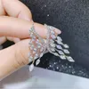 I più venduti Orecchini pendenti unici Gioielli di lusso Argento sterling 925Gold Flill Full Marquise Cut Topazio bianco Diamante CZ Pietre preziose Festa Donna Angolo Orecchino Regalo