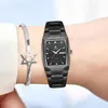 Wwoor 2021 Lyx Casual Vattentät Kvinnor Enkelt vecka Datum Diamant Square Klänning Kvinna Armbandsur Montre Femme