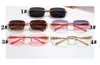 Summer Frameless Solglasögon Metal Frame Clear Lens för män och kvinnor Fashion Cycling Glasse 5Colors Woman Driving Sungasse Outdoor