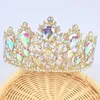 Ny vintage Luxury Big European Bride Wedding Tiaras Gorgeous AB Crystal Stor halv Rund Queen Crown Wedding Hair Tillbehör X0625