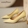 SOPHITINA Femmes Pompes Spirale Talon Design Premium En Cuir Pierre Modèle Dames Chaussures TPR Carré Toe Tendance Femme Chaussures AO308 210513