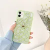 3D Aşk Kalp Pembe Telefon Kılıfları iPhone 11 Pro Max 12 XR XS X 7 8 Artı SE Sevimli Yeşil Renk Arka Kapak Coque Fundas