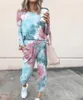 Fashion Urban Casual Irregular Tie Dye Printing Long-Sleeved Women's Suit Autumn And Winter Pocket Street Hipster Ladies Set Y0625