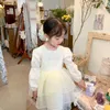 Primavera stile coreano Little Princess Layered Dress 2 pezzi set Neonate Fashion Cute manica lunga abiti da festa di compleanno 210331