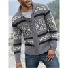 Sweter męska Lapel Cardigan Dekorowanie Drukowane Europejski i Amerykański Ręcznie Knitting Wool Soft Stretch Coat Loose Różne Rozmiar Męski sweter