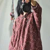 ジョニー教徒の女性ヴィンテージプリント花のドレスのスタンド長袖ローブ厚い暖かい春の中華風の女性服のドレス210521