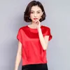 Plus Size 4XL Loose Chiffon Blouse Shirt Women O-Neck Short Sleeve Summer Tops Solid Silk Oversized Blusas 0425 40 210512