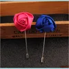 Broche de flor de rosa de tela hecho a mano clásico Boutonniere palo largo para hombres y mujeres accesorios de ropa fiesta Cwptu Pins 5Ti2Y