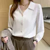 Plus Size Women Tops Stain Silk Blouse Casual Long Sleeve Shirt Elegant Shirts Fashion s and Blouses 2XL 210601