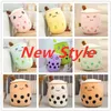 DHL 25cm 35cm 50cm Plush Toys Cute Fruit Drink Stuffed Soft Pink Strawberry Milk Boba Cup Toy Bubble Tea Pillow Cushion Kids Gift Open surprise