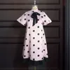 Mulheres Vestir Ruffles Flare Manga Ponto Vestidos Plus Size Vintage Sexy Rosa Longo Verão Roupas Moda 210513