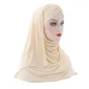Front croix cheveux Wrap écharpe couleur unie paillettes paillettes Jersey Hijabs musulman bandeau femmes Turban cheveux casquette foulard 2021