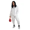 Solid Färg Sexig Fitness Slitage Tracksuit 2 Pieces Matchande Sats Womens Outfits Långärmad Sweatshirt Top and Sweatpants Suit 210525