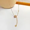 Catene gioielli delicati collana con ciondolo geometrico 2021 design catena di cristallo lucido di alta qualità per regali da donna