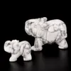 흰색 청록색 바위 코끼리 보석 크리스탈 동물 입상 조각 된 부의