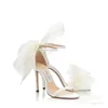 Designer Summer Sandal Dress Shoes Womens Bow trimmed Stiletto Heels Party Wedding Bridal Fashion Brand Lady Pumps